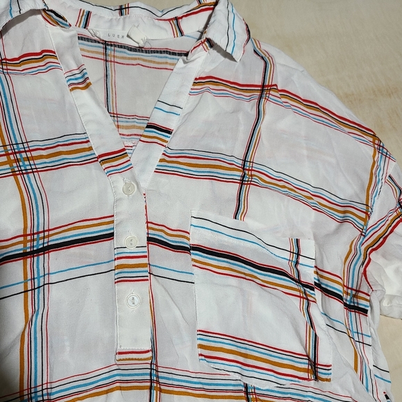 3 for $15 / LUSH • plaid chiffon tunic - Picture 4 of 12